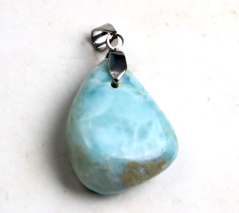 Beautiful Natural Light Blue Larimar Pendant 37mm – photo 4