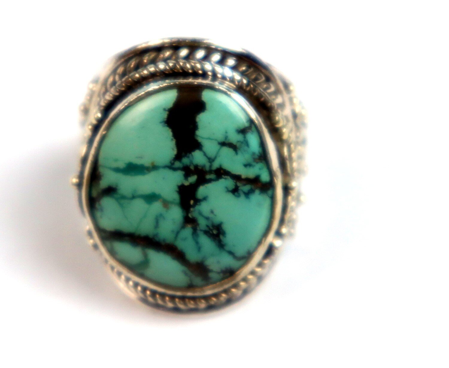 Outstanding Natural Light Green Turquoise .925 Sterling Silver Ring #7.5 – photo 3