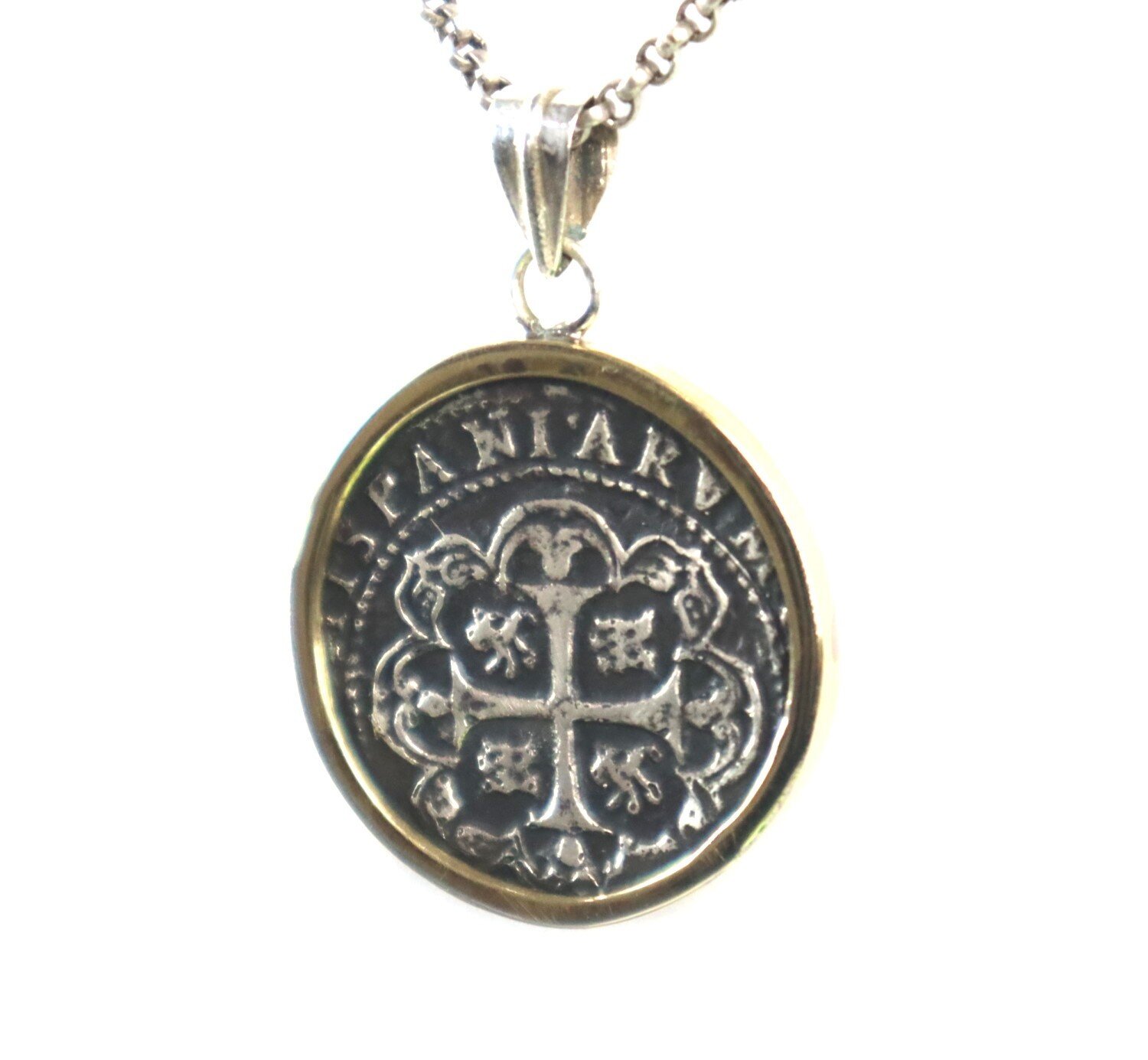 BIGGEST 2" Urca de Lima SPAIN COLONIAL COIN solid STERLING SILVER Pendant 46mm – photo 4