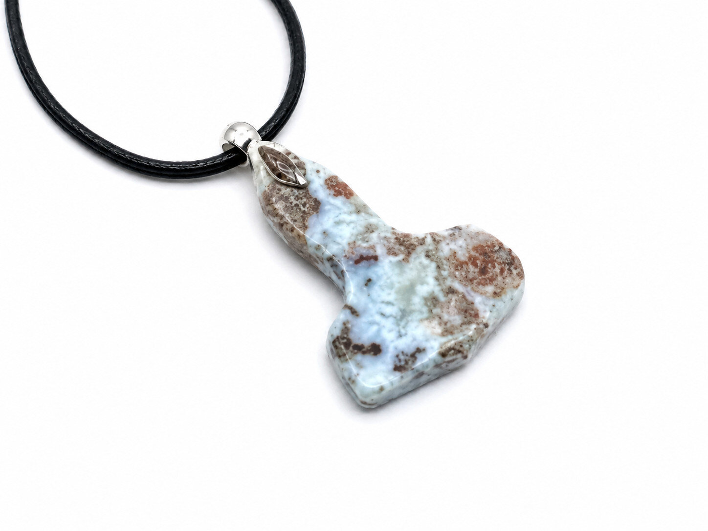 Biggest 2inch Natural Blue Red Larimar Thors Hammer solid silver Pendant 50mm – photo 3