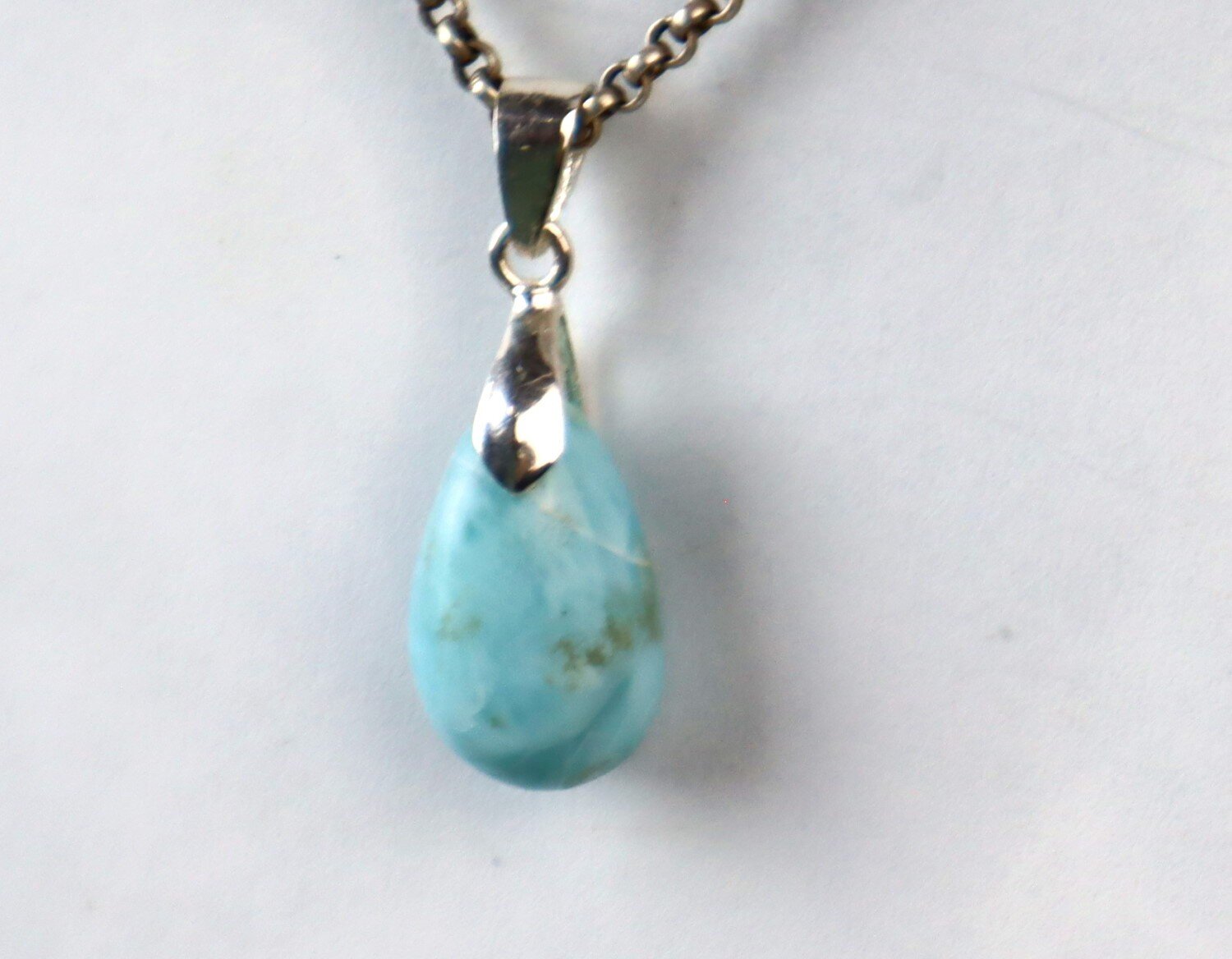 Genuine Dominican Blue Larimar Pear 925 Sterling Silver Pendant 1.3 Inch 4.2g – photo 5