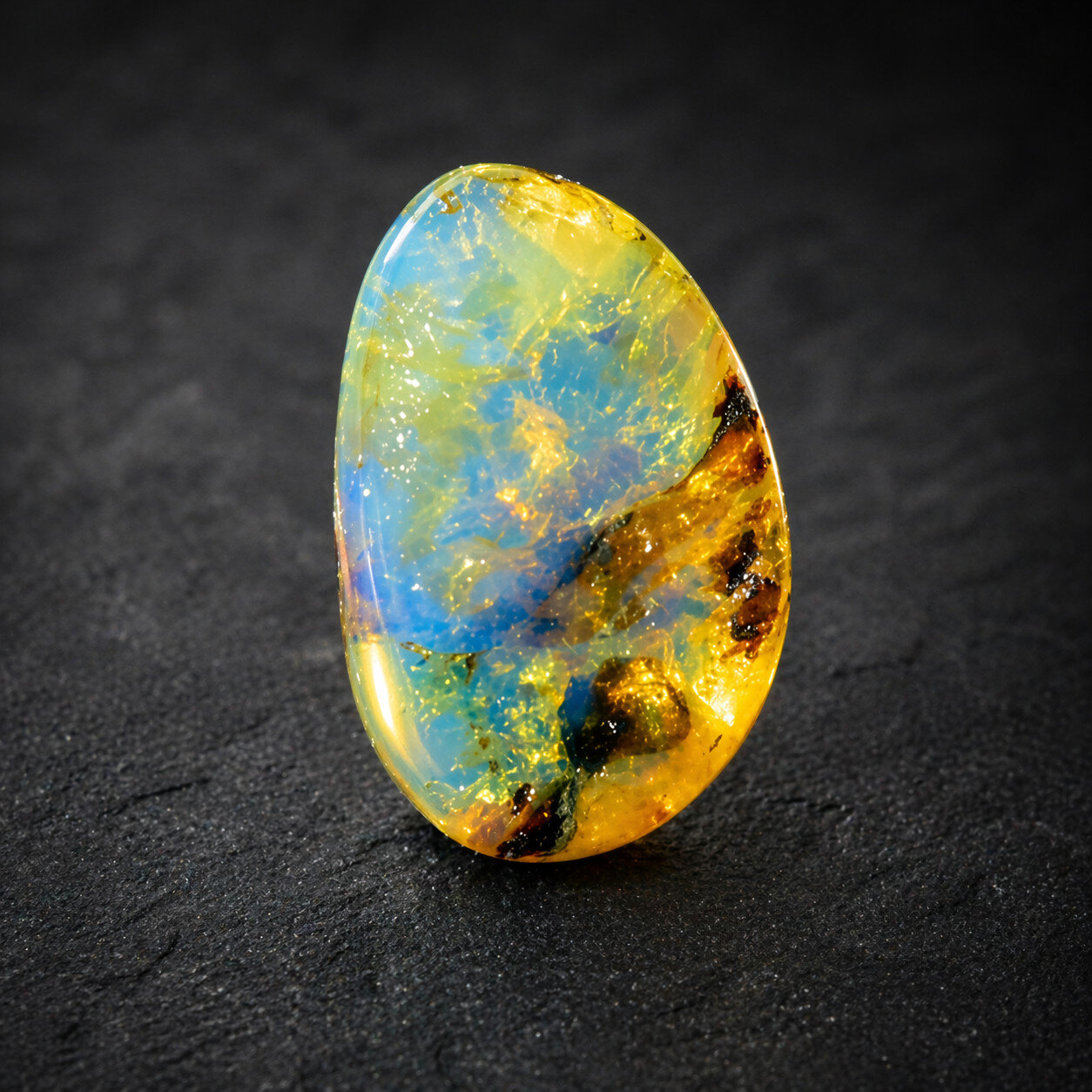 Charming Dominican Clear Sky Blue Amber Polished Stone 17mm FREE DRILLING