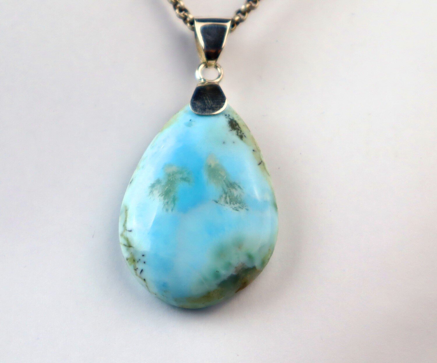 Biggest 2 inch Natural Light Blue Larimar .925 Sterling Silver Pendant 78CT – photo 6