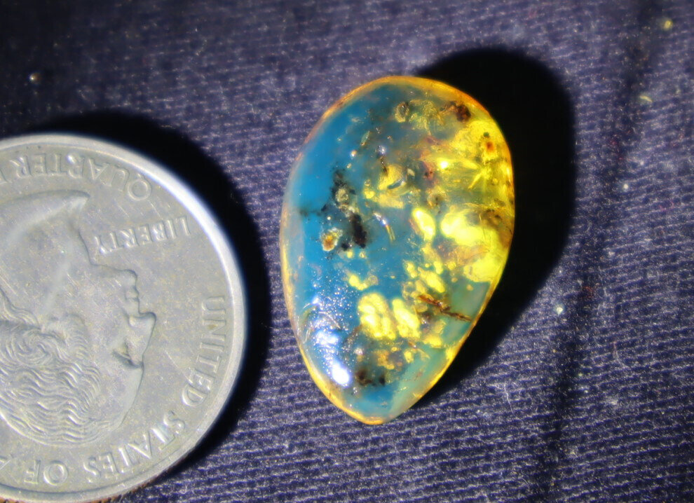 Inclusions Clear Sky Blue Amber Polished Stone 22mm free drilling – photo 8