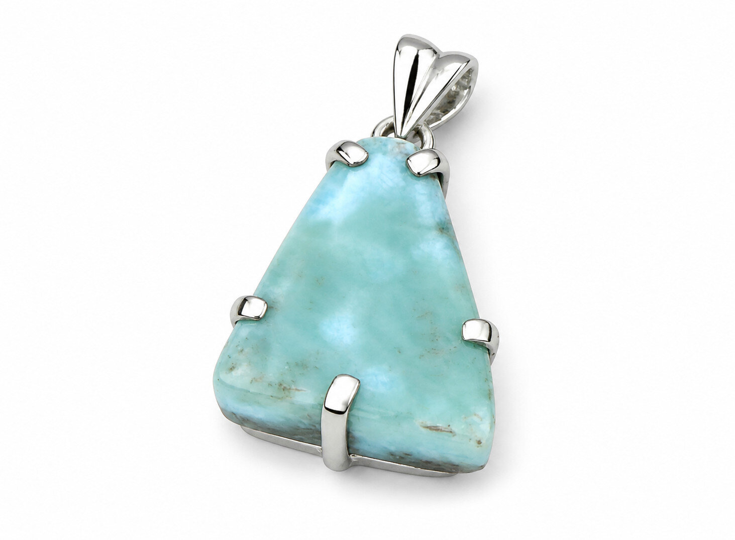 Natural Ocean Blue Larimar .925 Sterling Silver Slice Slab Pendant 35mm – photo 4