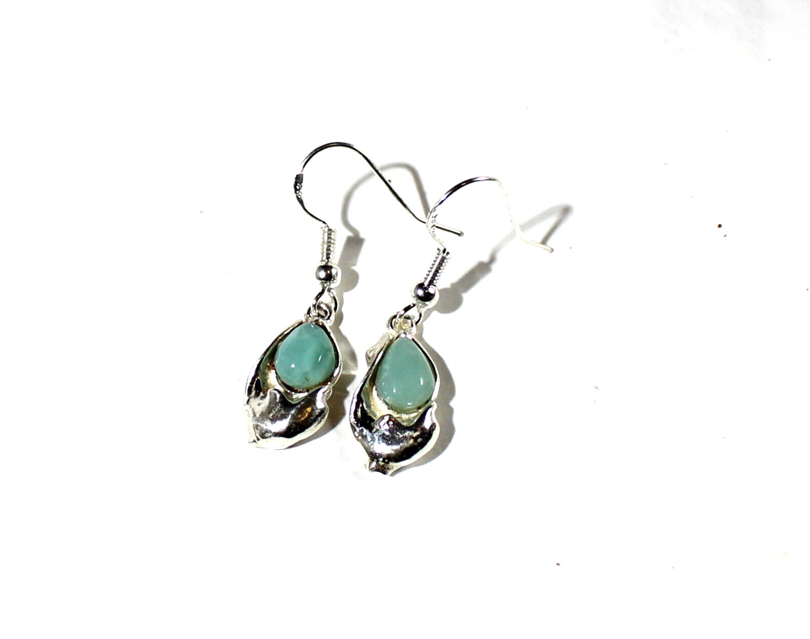 Charming Design Natural Sky Blue Larimar .925 Sterling Silver Dolphin Earrings 3 – photo 4
