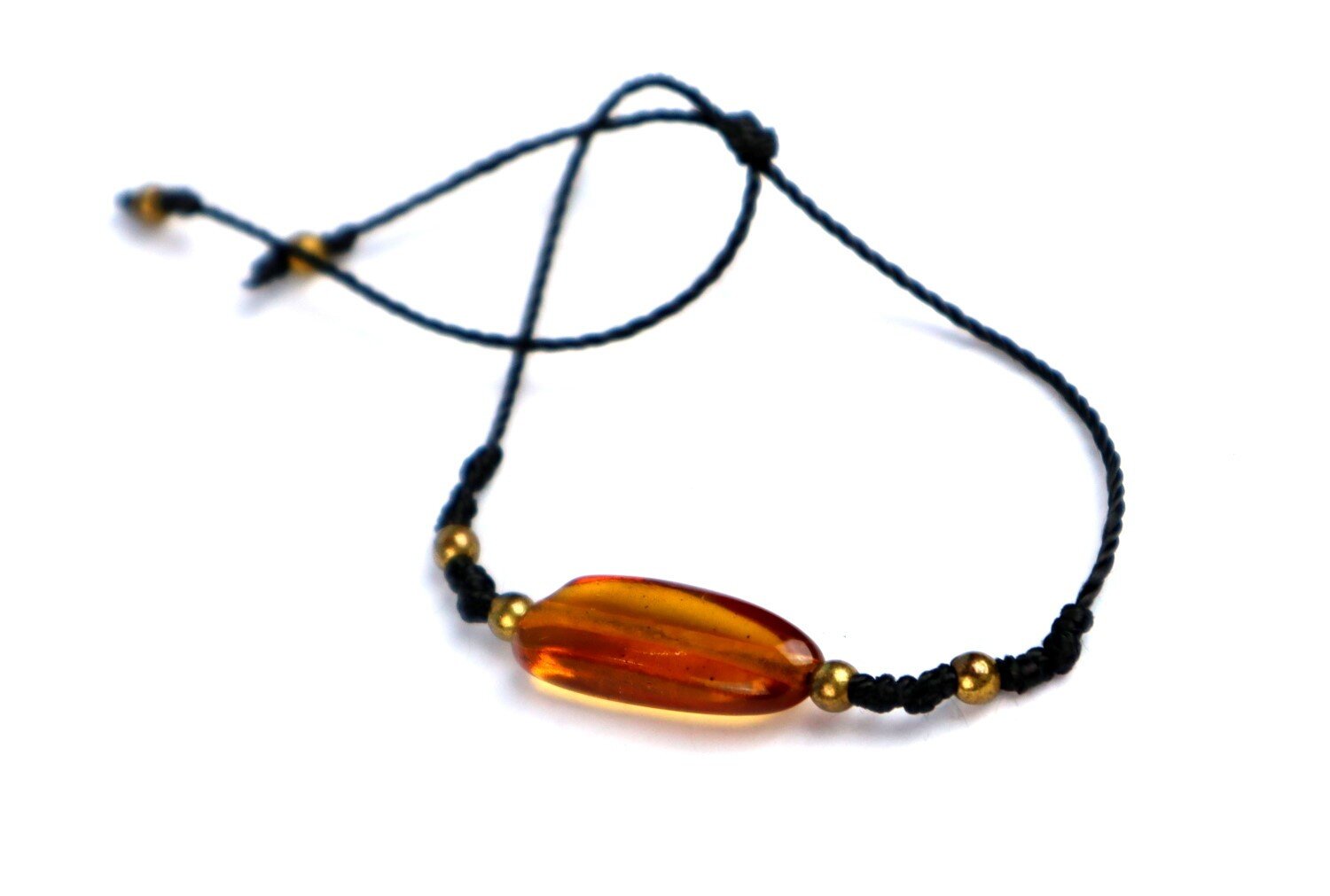 Genuine Natural Clear Dominican Amber Cord Bracelet 5-8 inch adjustable – photo 3