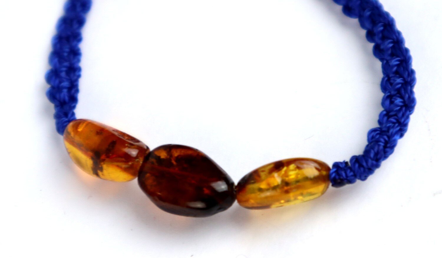 Beautiful Natural Clear Dominican Amber Blue Cord Bracelet 5-8 inch adjustable – photo 4