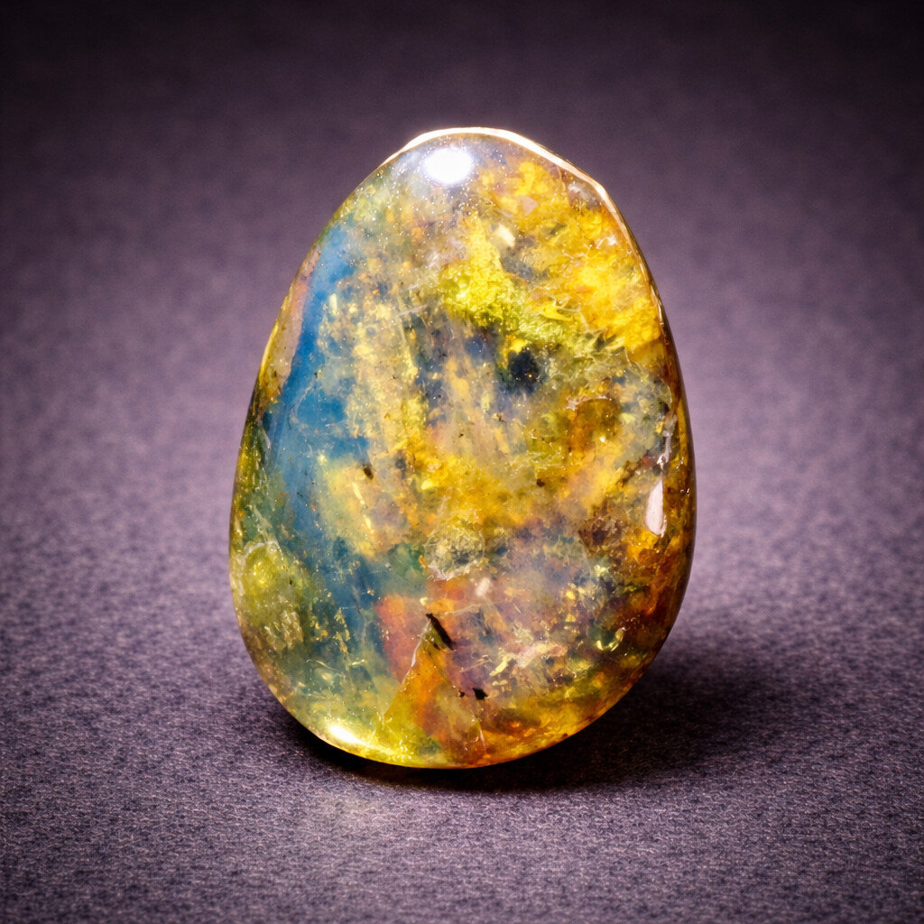 Beautiful Natural Dominican Translucent Yellow Blue Amber Polished Stone 18mm