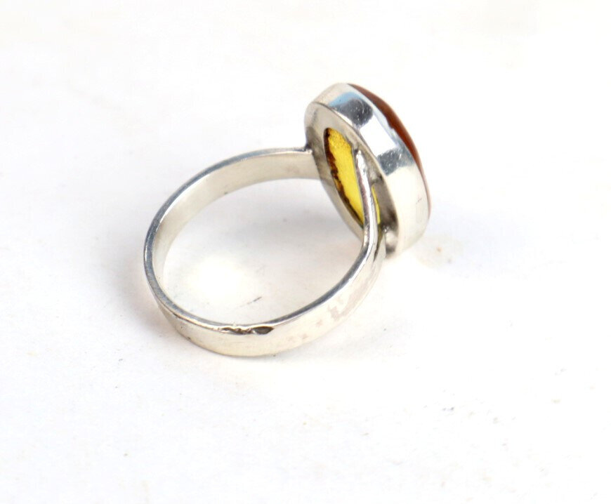 Exquisite Natural Clear Yellow Orange Amber .925 Sterling Silver Ring #5 – photo 8