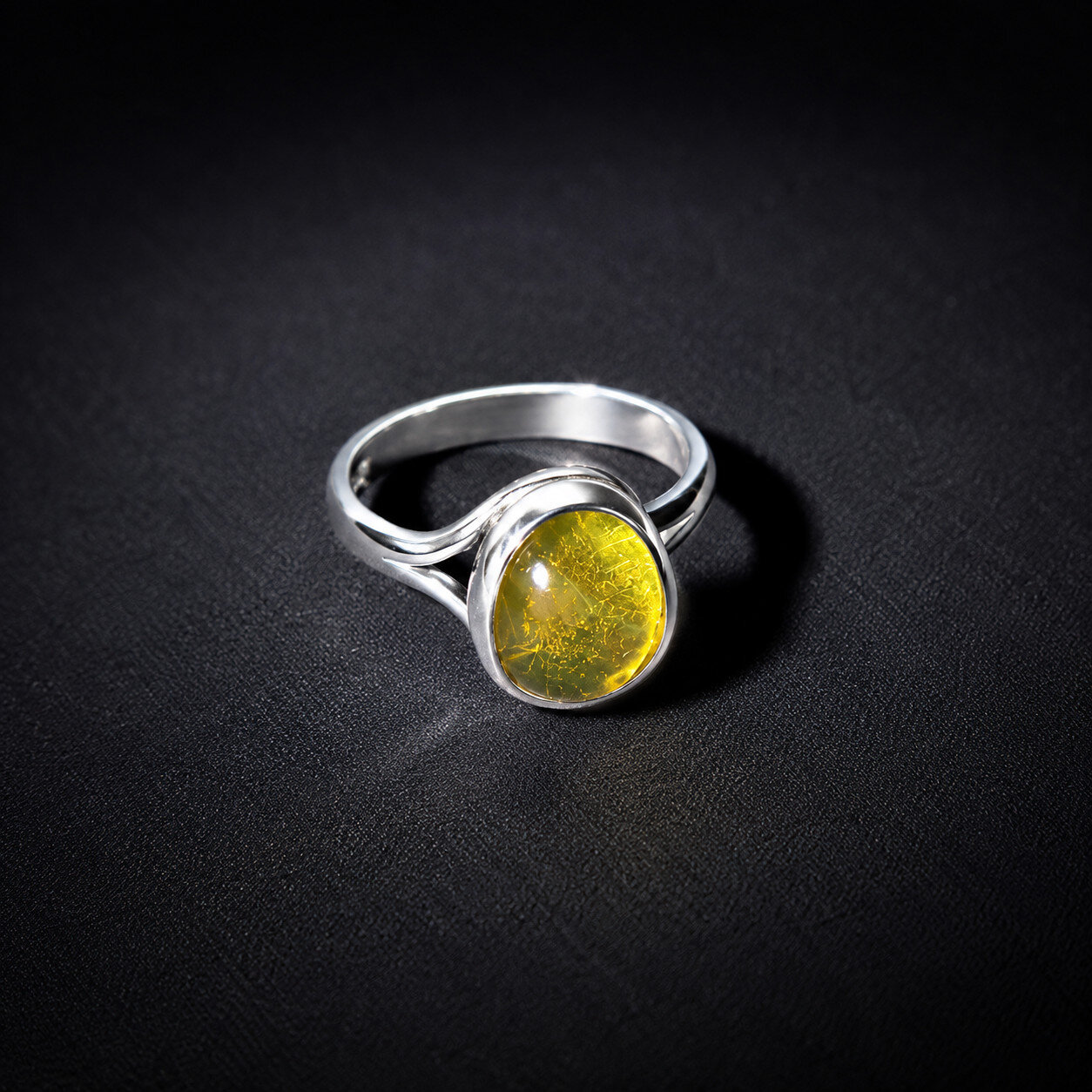 Fine Rare Yellow Amber 925 Sterling Silver Oval Ring US#6 free resize – photo 5