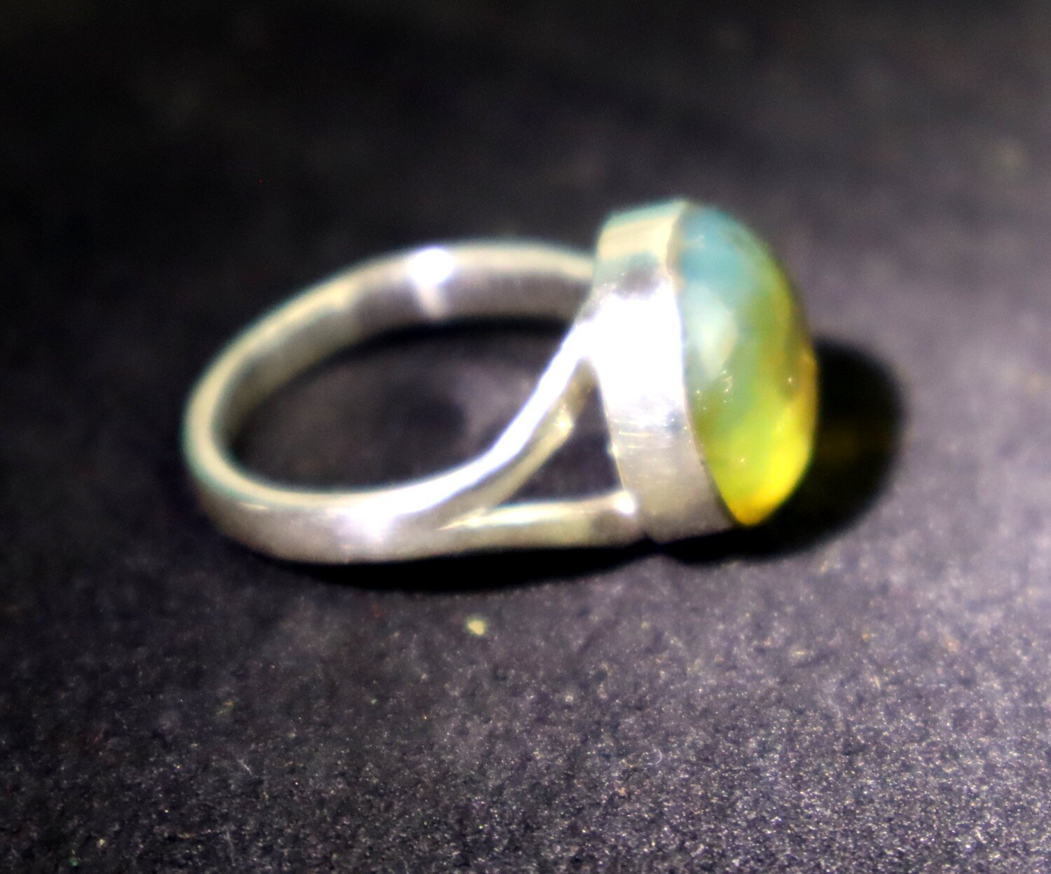 Lovely Natural Clear Yellow Blue Amber .925 Sterling Silver Ring #6 – photo 8