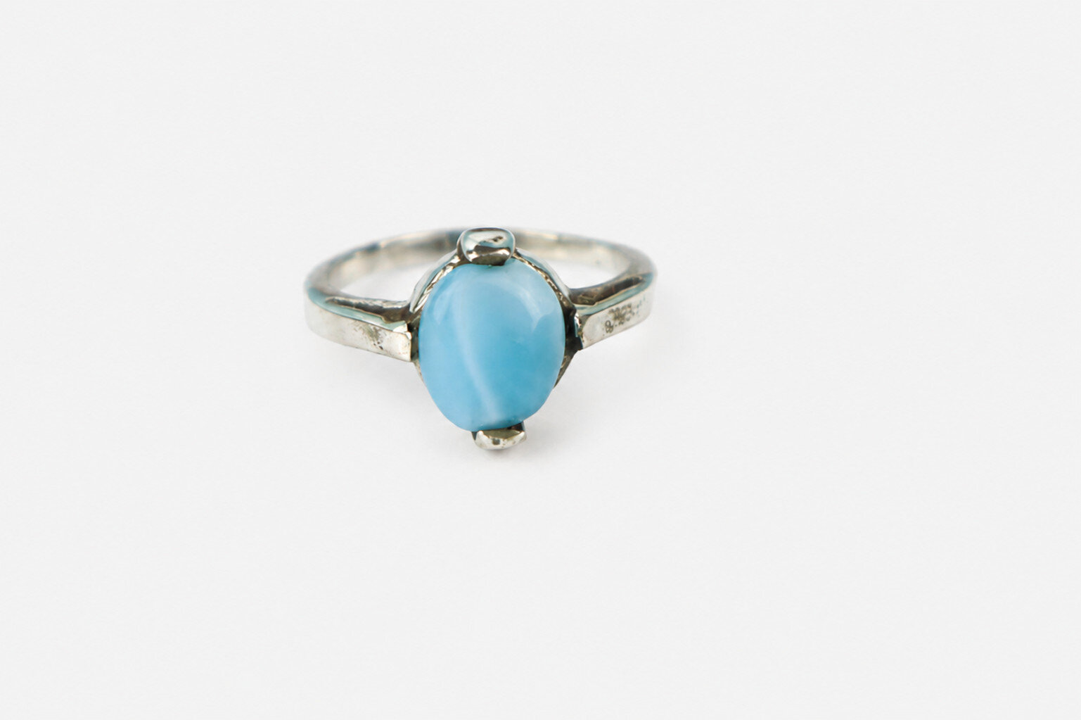 Genuine Dominican Blue Larimar Oval Unique Gift 925 Sterling Silver Ring US#7 – photo 5