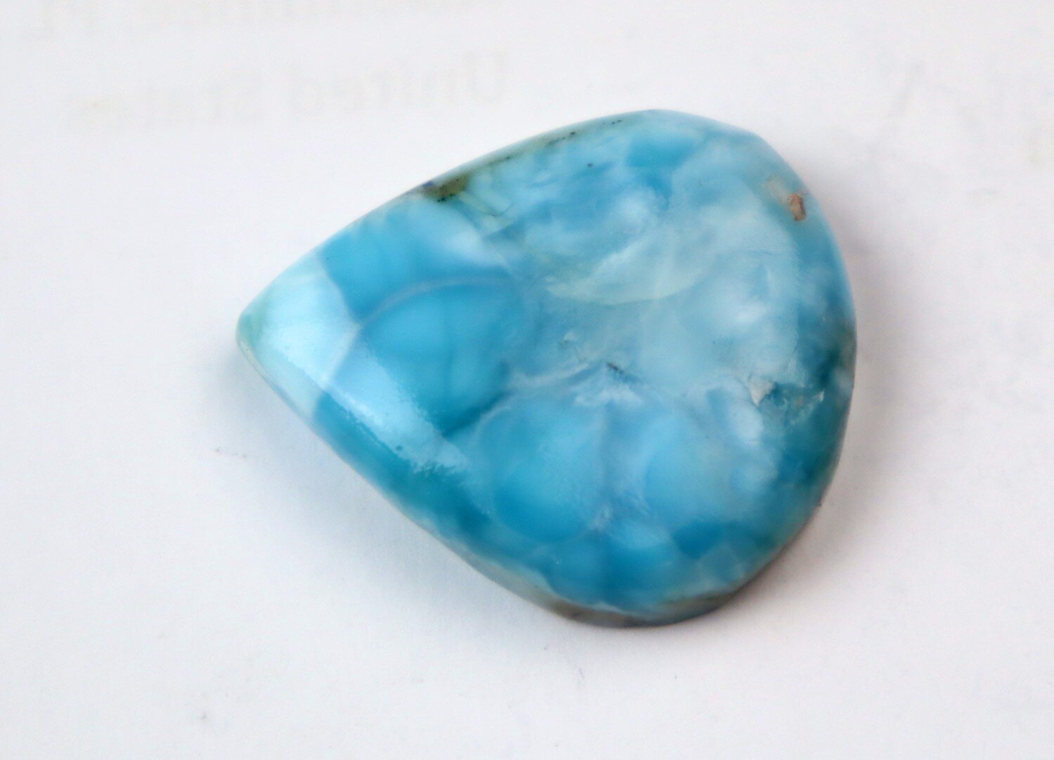 Outstanding Dominican Natural Deep Blue Larimar Teardrop Cabochon 29mm – photo 6