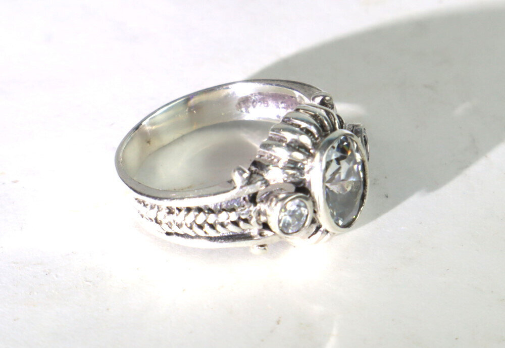 Impressive Clear Faceted Cubic Zirconia .925 Sterling Silver Ring #8 – photo 4