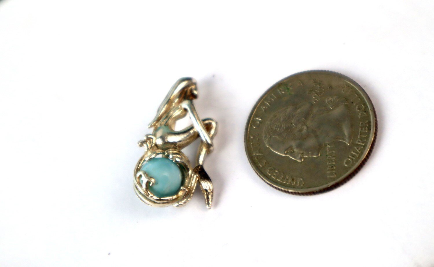 Lovely Natural Sky Blue Larimar .925 Sterling Silver Nixe Mermaid Pendant 27mm – photo 6