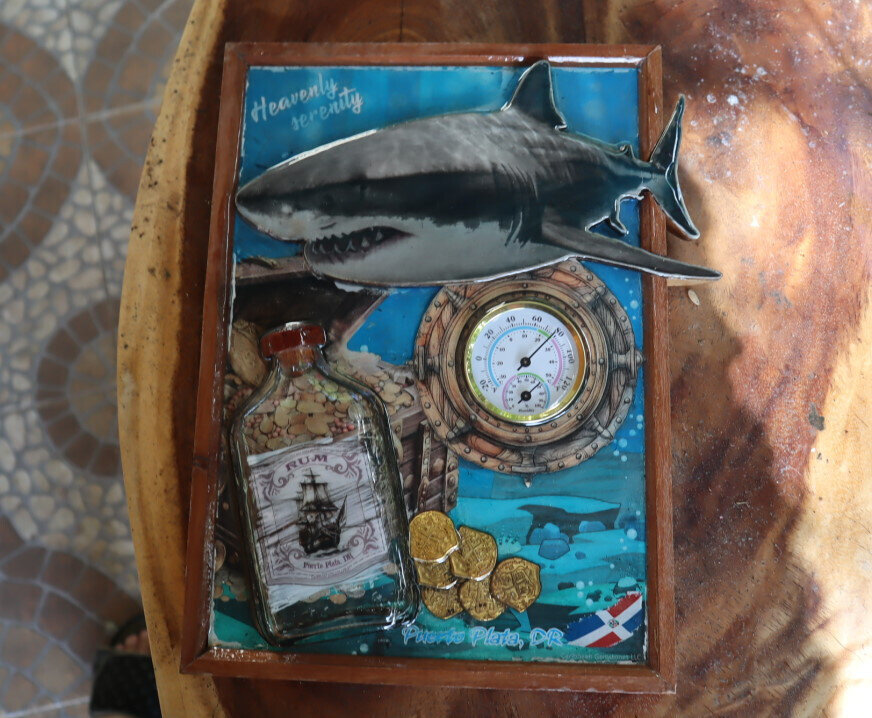 Wood artwork wall decoration Thermometer Hydrometer Shark Oceanic Treasure 12" – photo 5