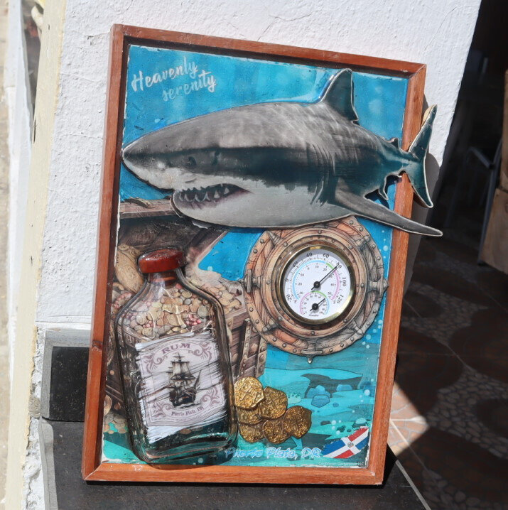 Wood artwork wall decoration Thermometer Hydrometer Shark Oceanic Treasure 12" – photo 13