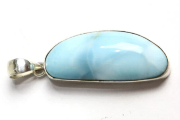 Impressive Natural Sky Blue Larimar .925 Sterling Silver Pendant 46mm – photo 4