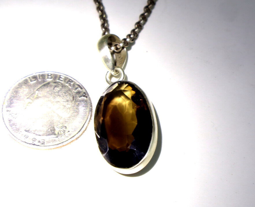 Natural Smoky Quartz Pendant 925 Sterling Silver 42mm 33.5CT Clear – photo 8
