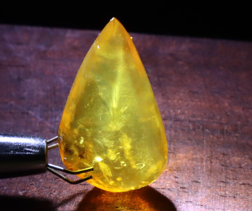 Lovely Nat. Crystal Clear Yellow Amber Polished Pendant Stone 29mm free drilling – photo 6
