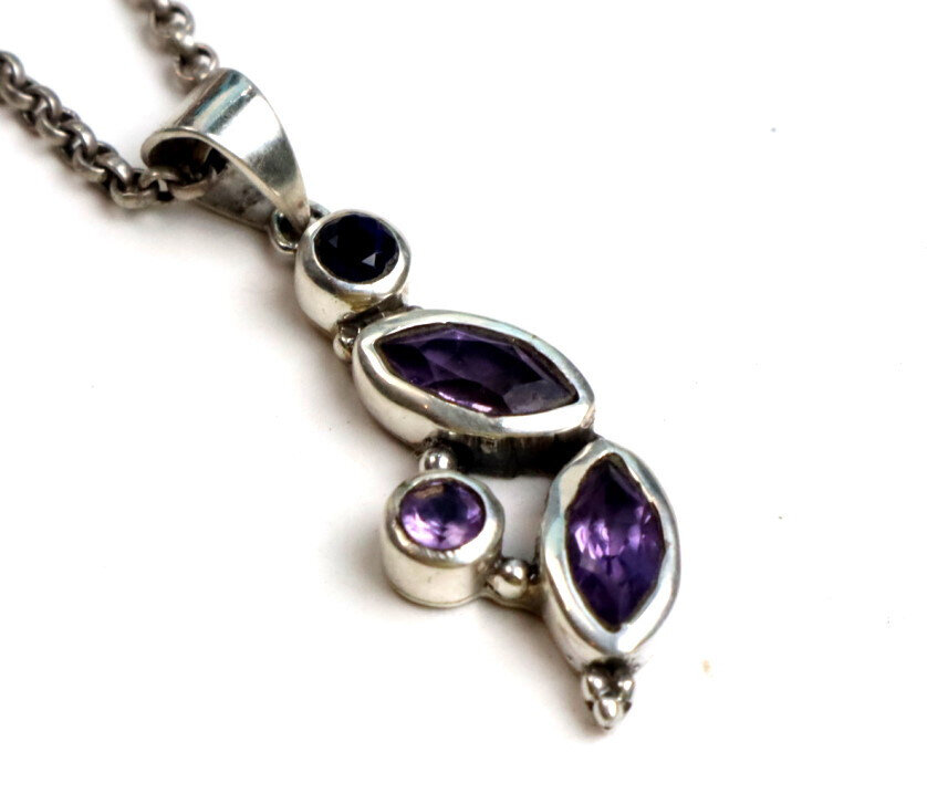 Natural Amethyst Pendant 925 Sterling Silver 42mm Clear Deep Purple – photo 7
