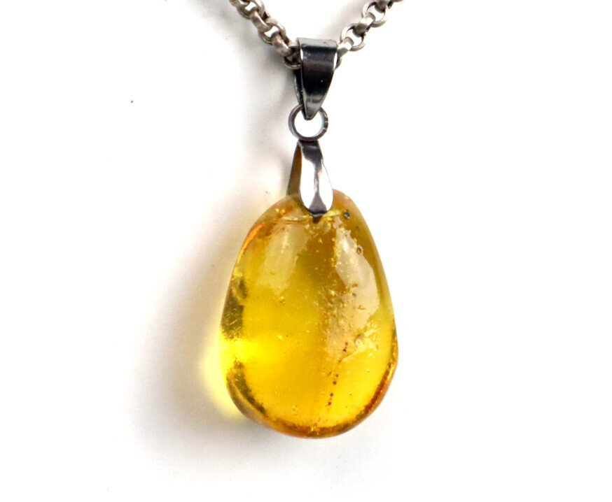 Exquisite Genuine Natural Crystal Clear Yellow Amber Pendant 37mm – photo 3