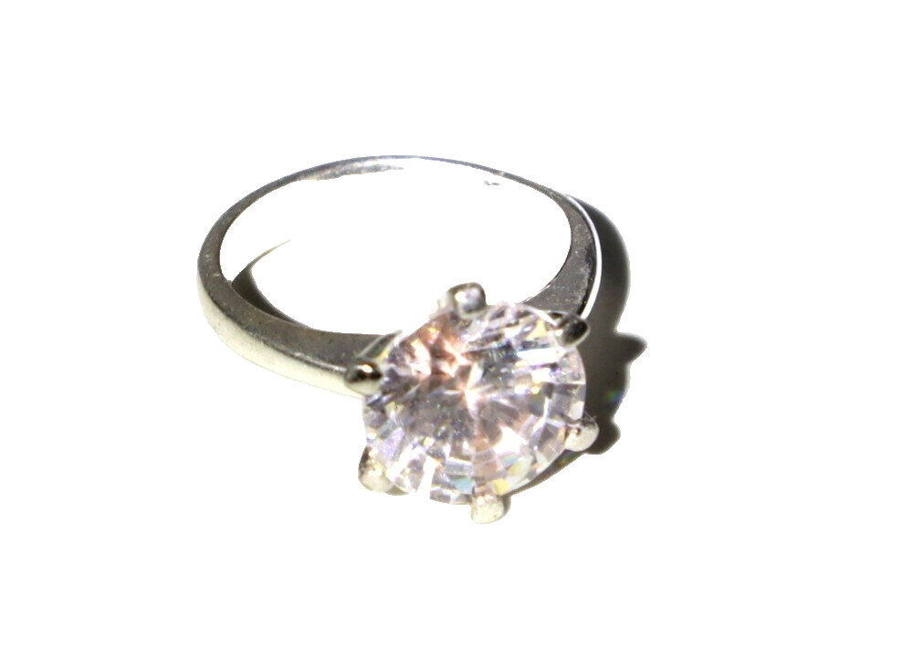 Impressive Clear SILVER Topaz .925 Sterling Silver Ring #5.5 free resizing – photo 3