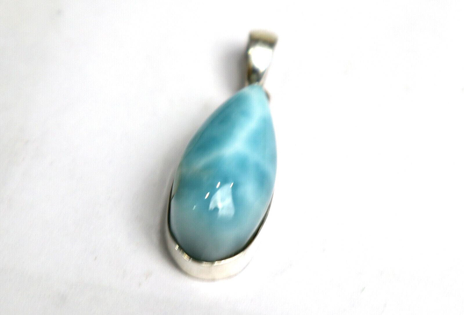 Exquisite Natural Sky Blue Larimar .925 Sterling Silver Pendant 33mm – photo 5
