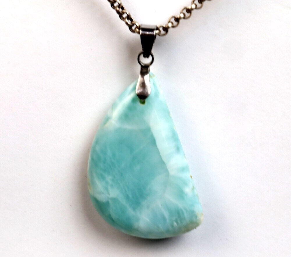 Charming Design Natural Light Blue Larimar Pendant 46mm – photo 2