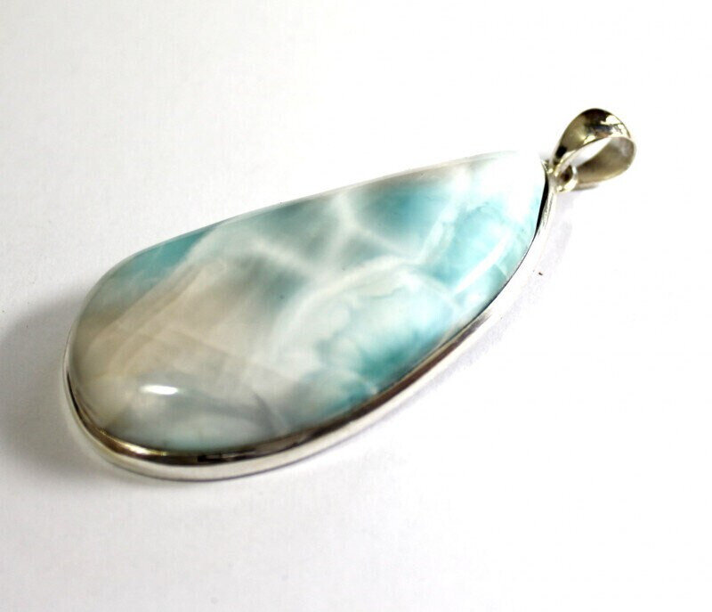 Biggest 2.1inch Natural Sky Blue Larimar .925 Sterling Silver Pendant 27gram – photo 5