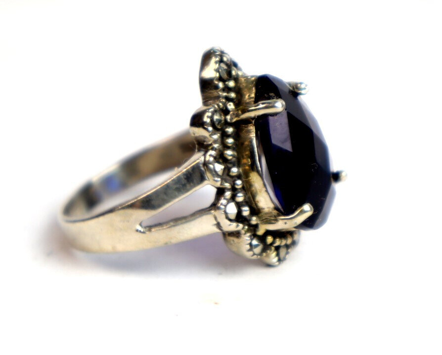 Finest Clear Deep Blue Topaz .925 Sterling Silver Ring #9.5 – photo 2