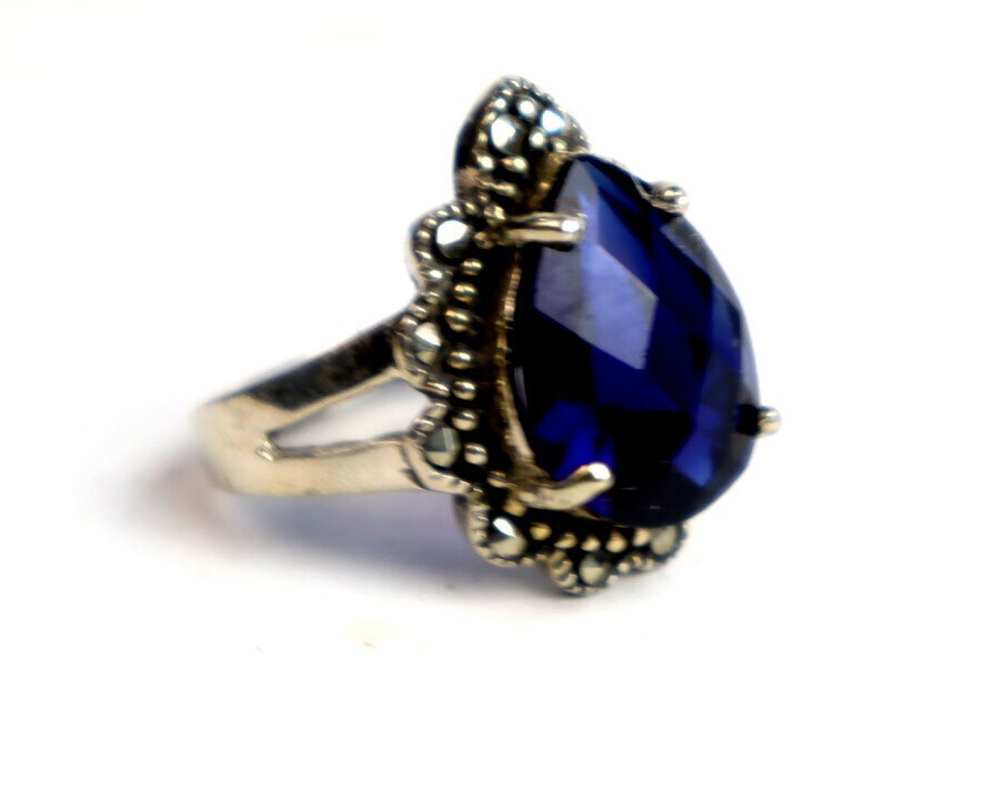 Finest Clear Deep Blue Topaz .925 Sterling Silver Ring #9.5 – photo 3