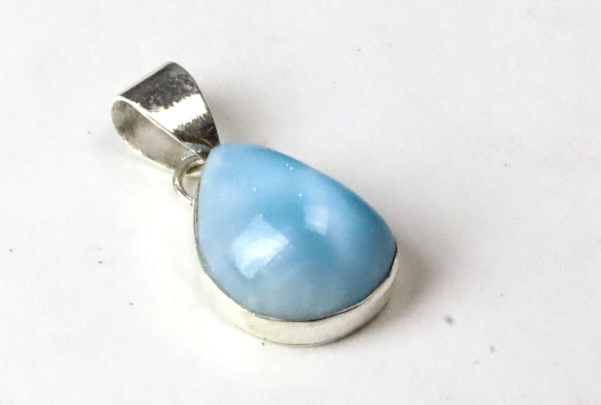 Exquisite Natural Volcanic Blue Larimar .925 Sterling Silver Pendant 26mm – photo 3