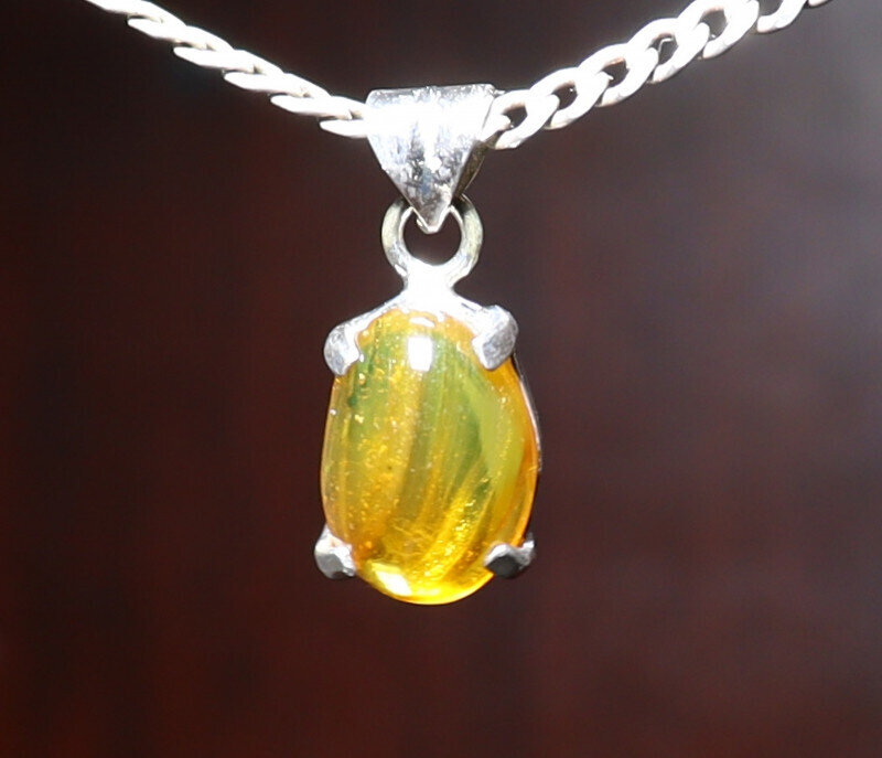 Beautiful Natural Amber .925 Sterling Silver Pendant Lots Fossil Insect Bug 26mm – photo 4