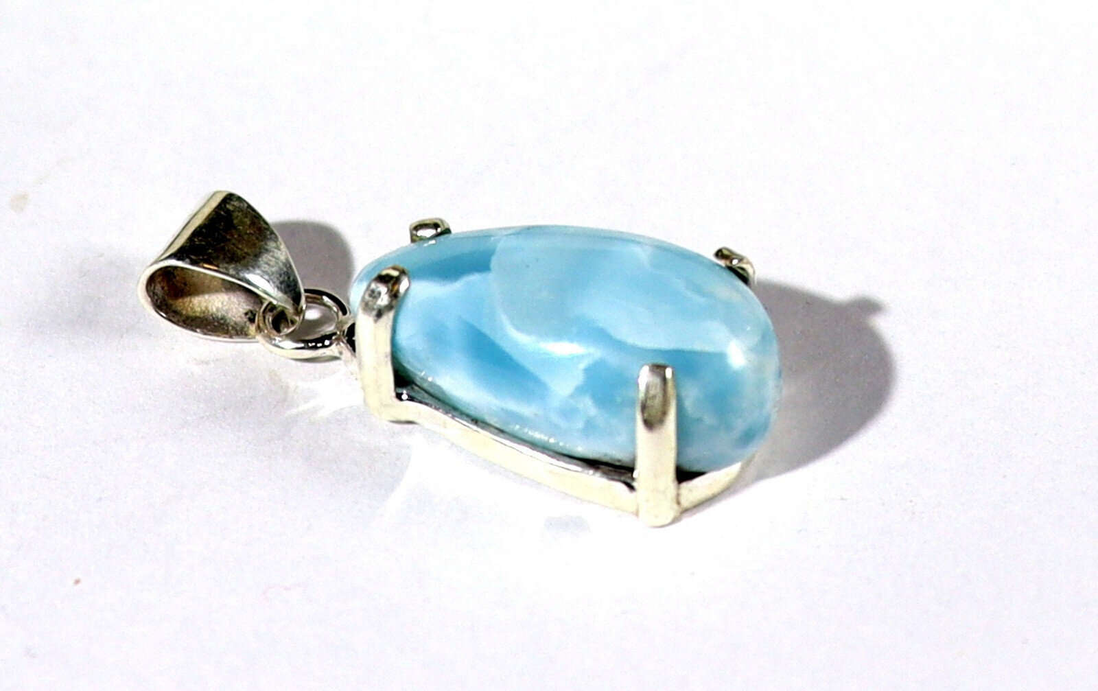 Lovely 1.3inch Natural Light Blue Larimar .925 Sterling Silver Pendant – photo 4