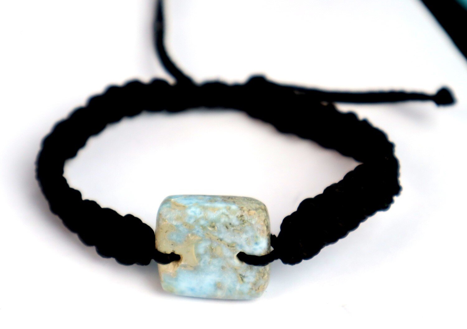 🌊 Natural Dominican Larimar Macrame Bracelet – Adjustable Handmade Gemstone – photo 5