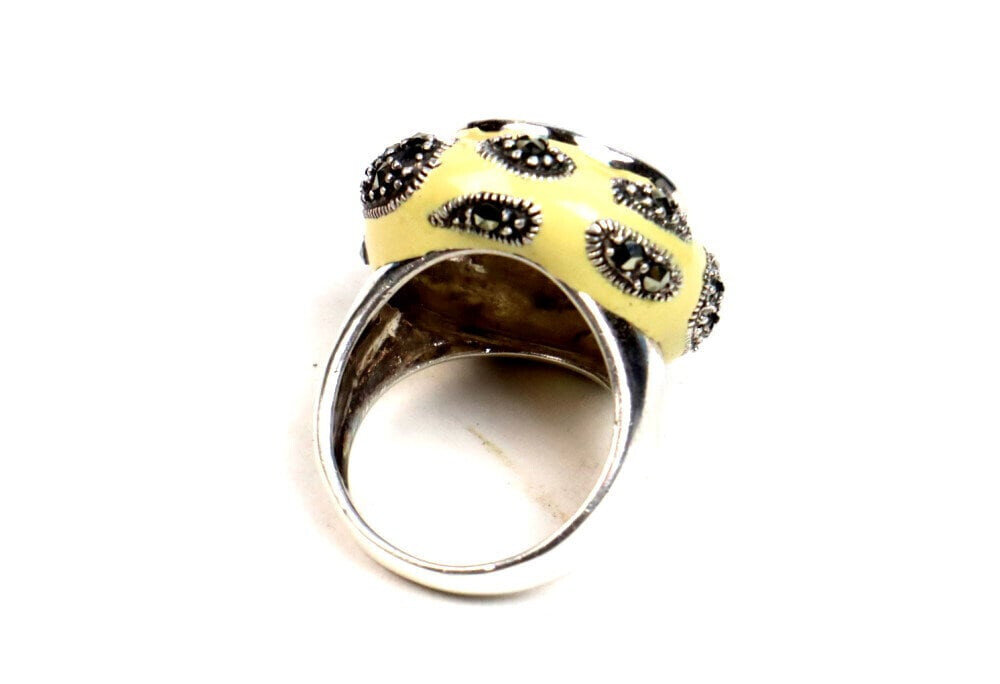 Finest Natural Clear White Howlite .925 Sterling Silver Ring #8.5 – photo 2