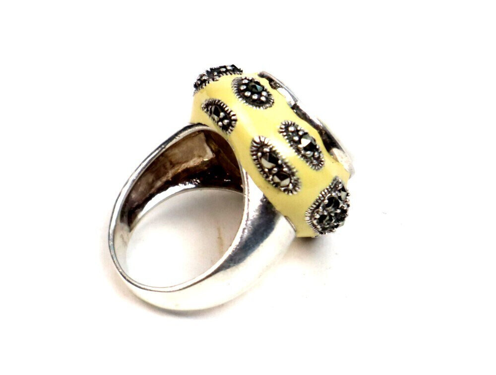 Finest Natural Clear White Howlite .925 Sterling Silver Ring #8.5 – photo 7