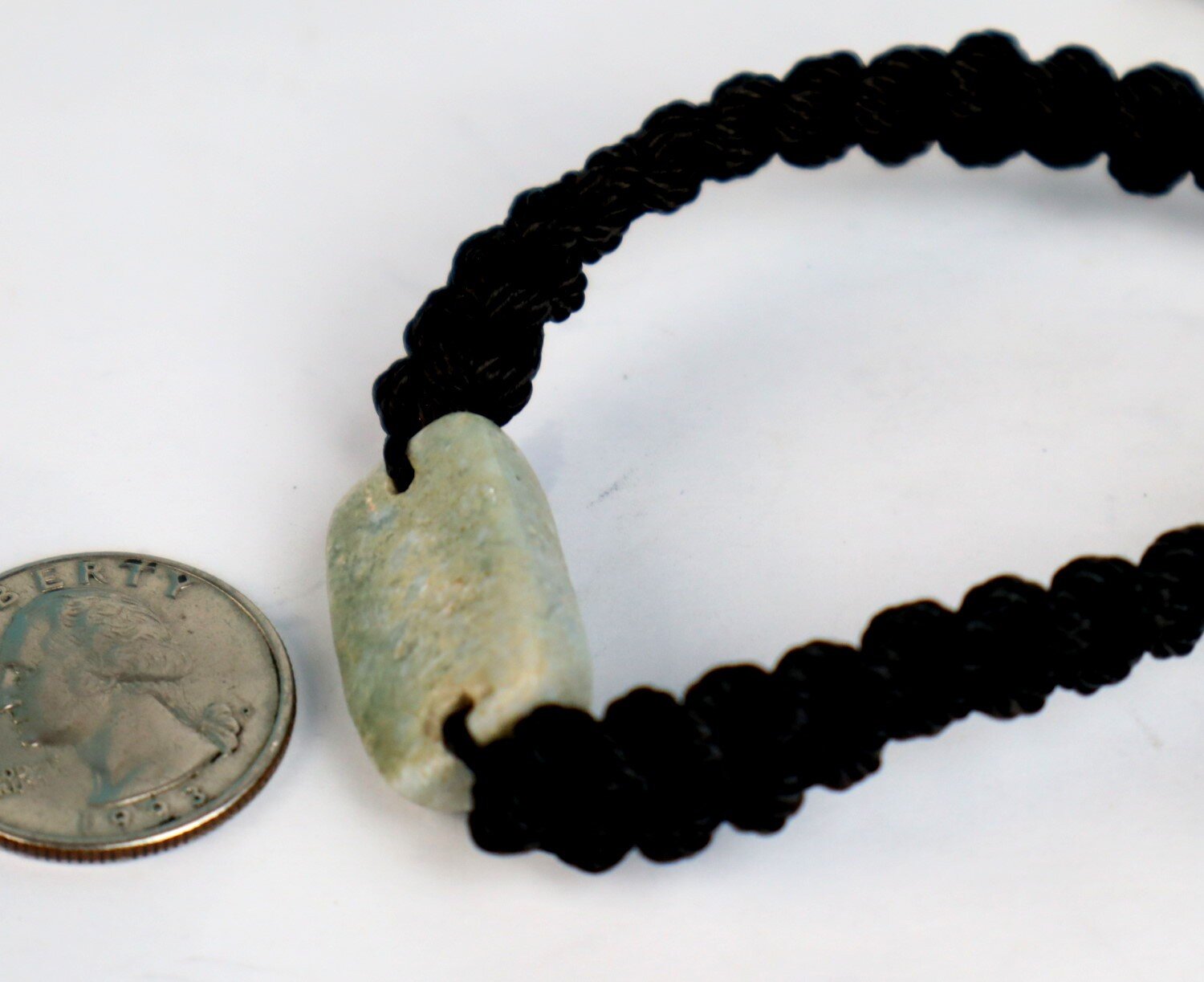 Rarest Natural Larimar (27mm) Bracelet Wristband adjustable Macrame cord – photo 3