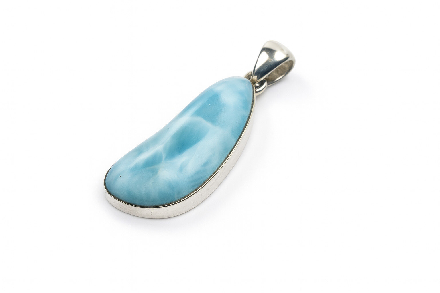Impressive Natural Sky Blue Larimar .925 Sterling Silver Pendant 40mm – photo 7
