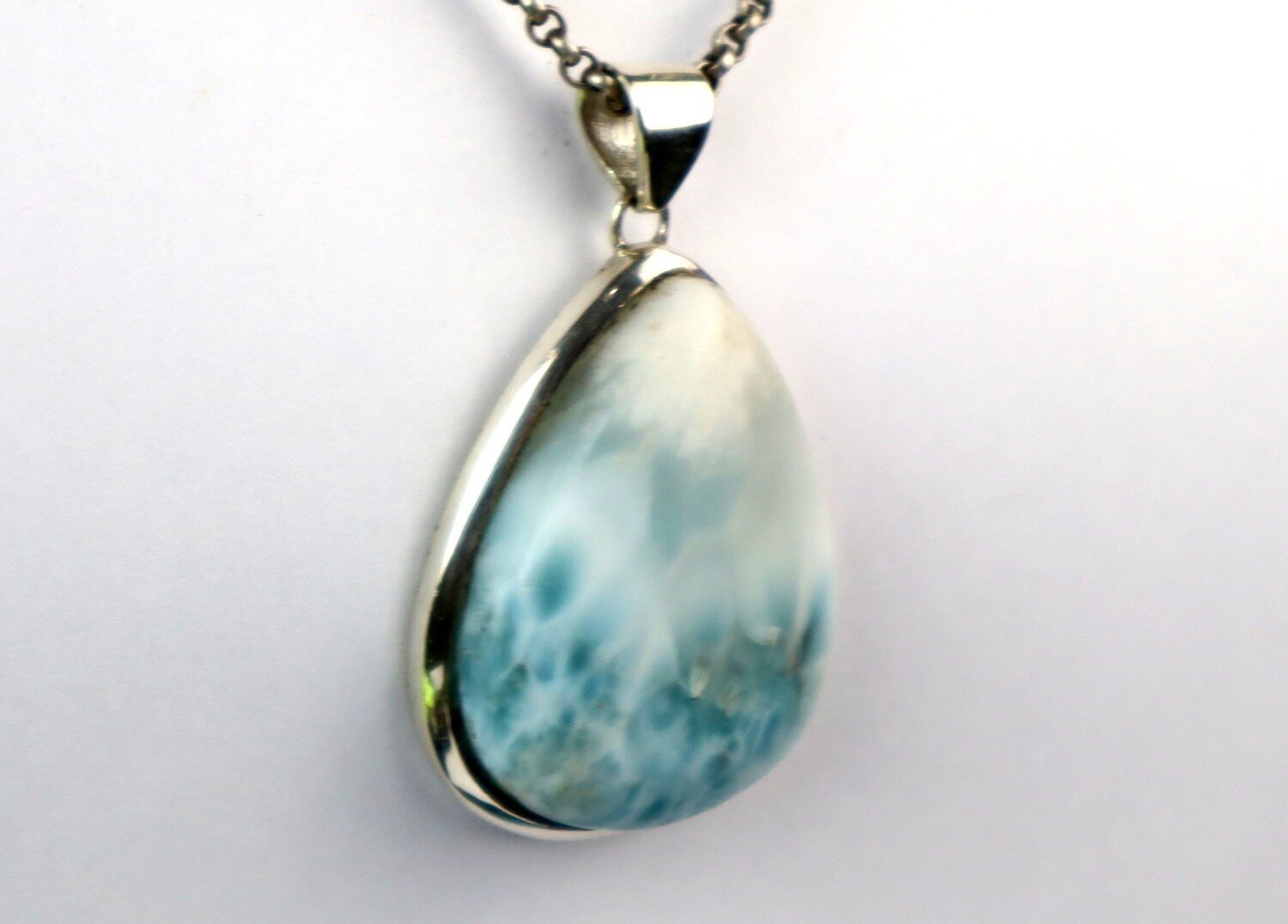Exquisite Natural Ocean Blue Larimar .925 Sterling Silver Pendant 47mm – photo 8