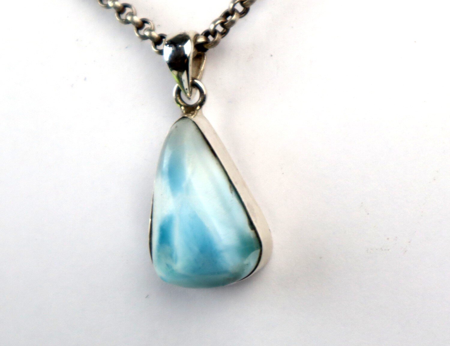 Exquisite Natural Sky Blue Larimar .925 Sterling Silver Pendant 30mm – photo 5