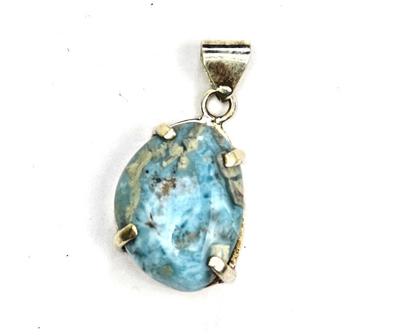 Lovely Natural Ocean Blue Larimar .925 Sterling Silver Pendant – photo 2