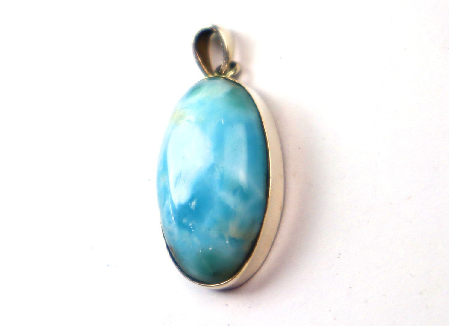 Charming Design Natural Deep Blue Larimar .925 Sterling Silver Pendant 38mm – photo 5