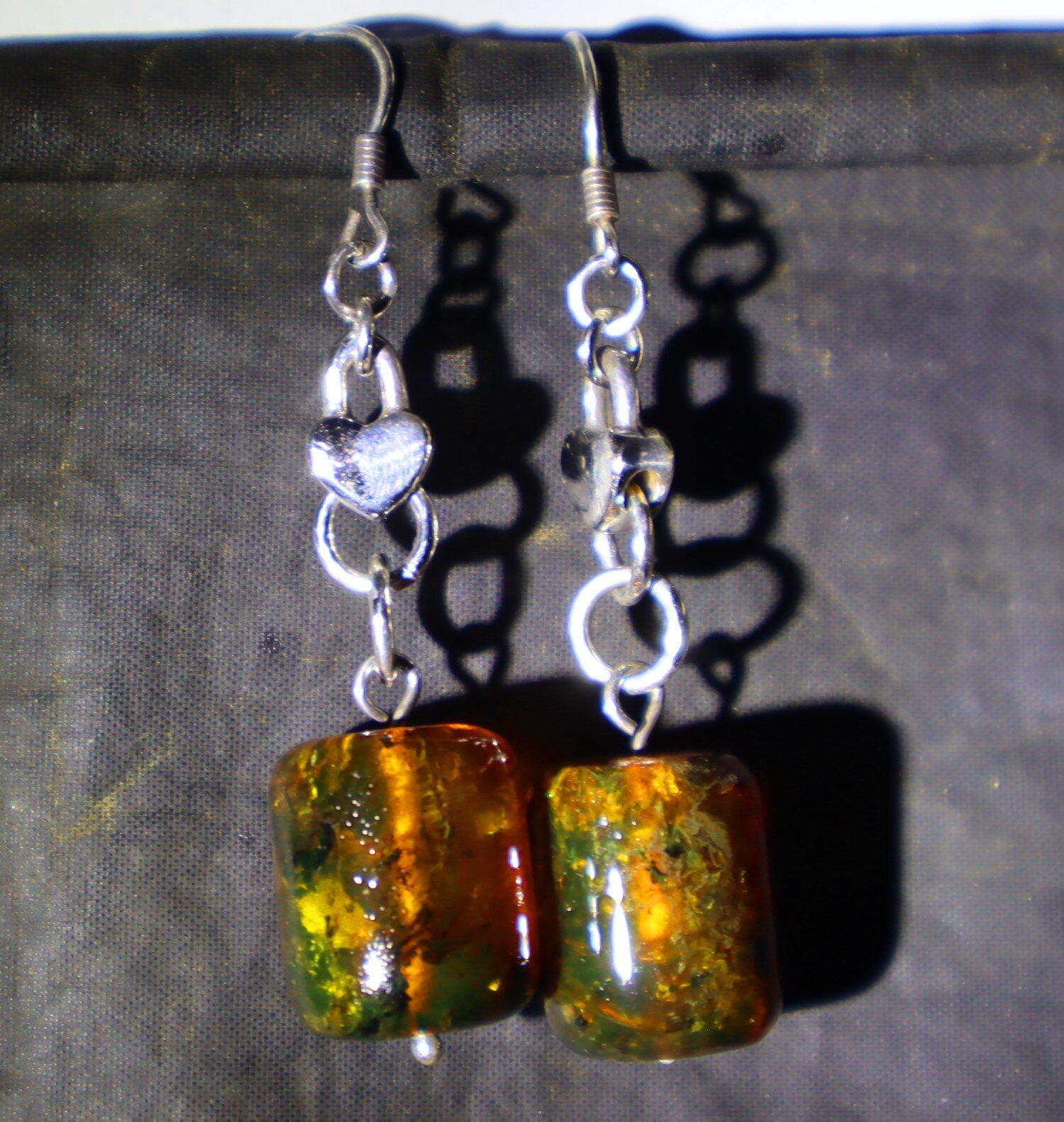 Impressive 2.5inch Natural Green Orange Amber .925 Sterling Silver Earrings – photo 5
