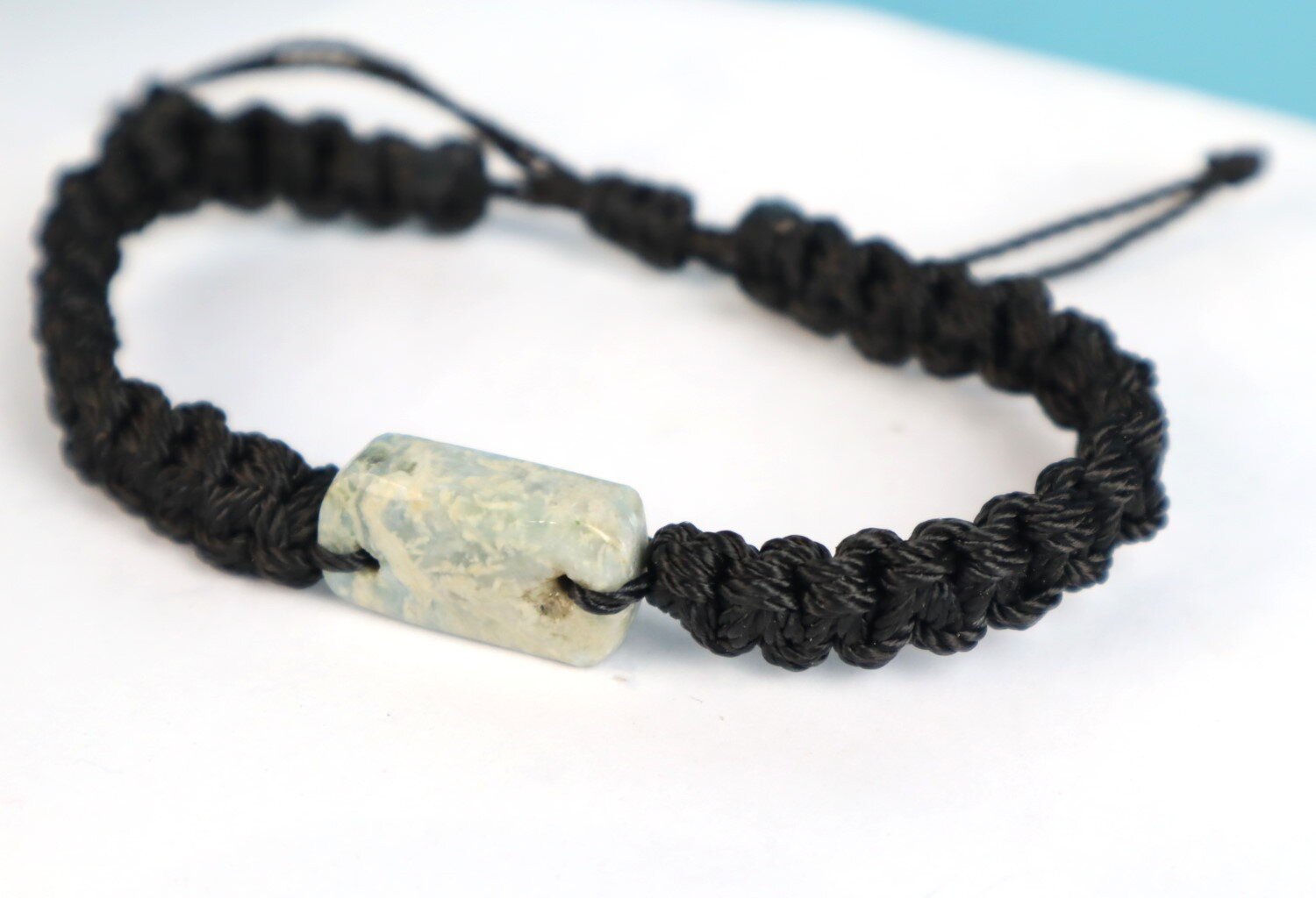 Rarest Natural Pastel Blue Larimar Bracelet Wristband adjustable cord – photo 3