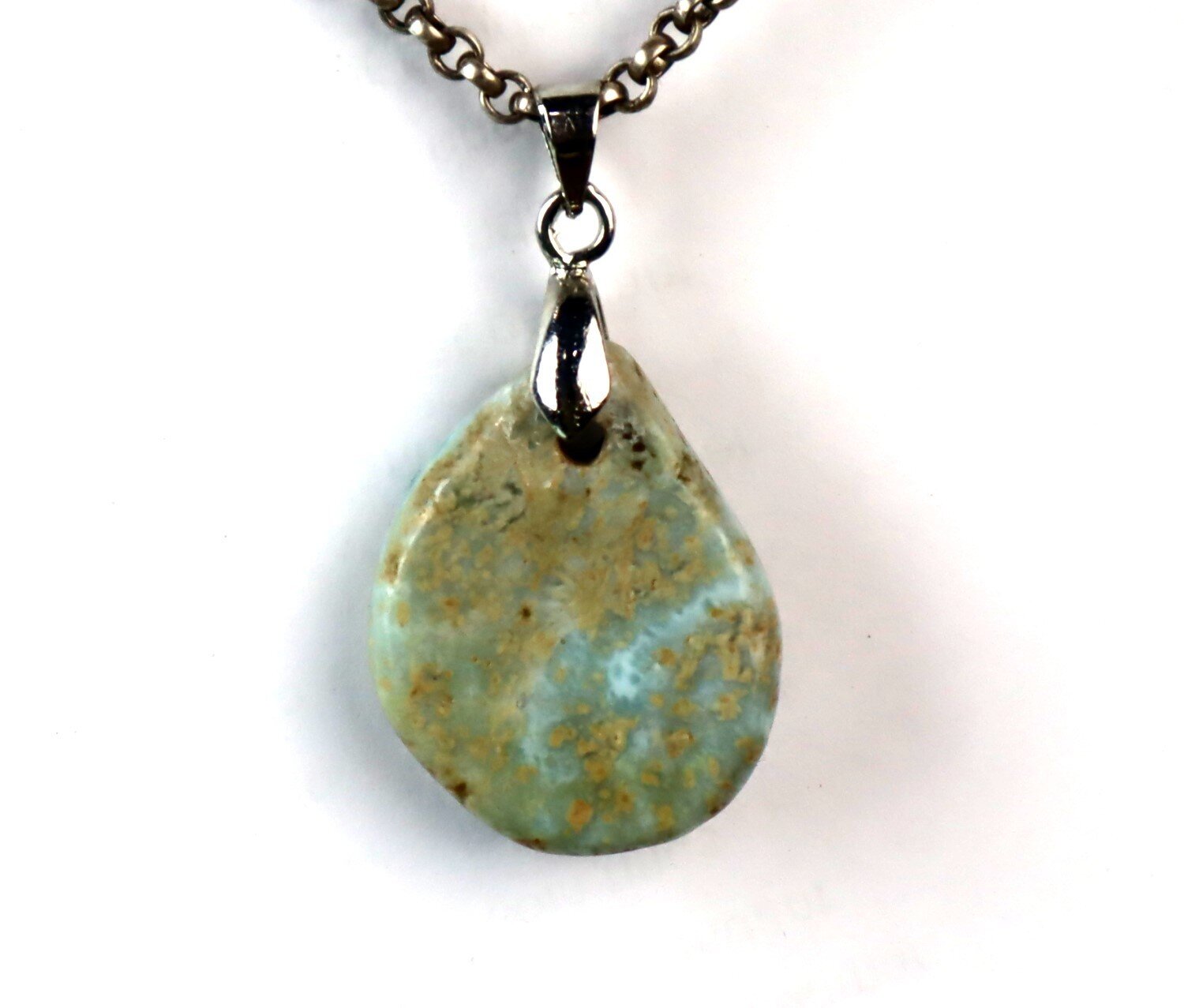 Beautiful Natural Light Blue Larimar Pendant 35mm – photo 2