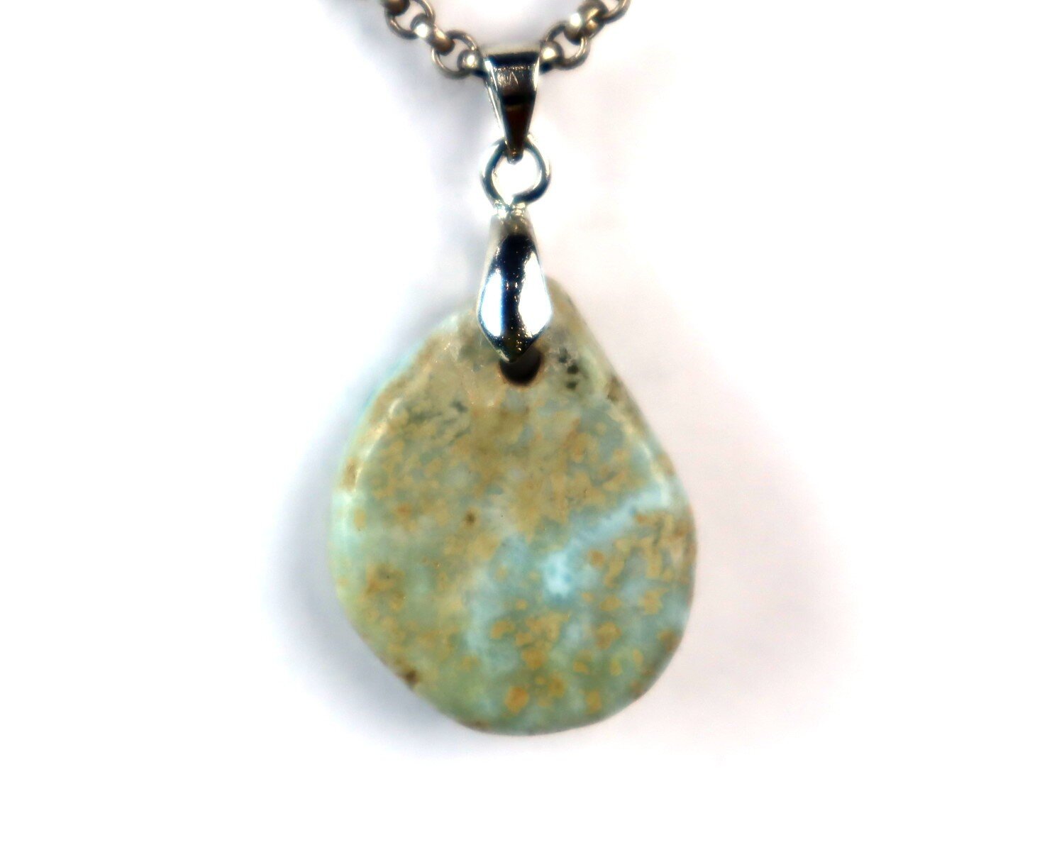Beautiful Natural Light Blue Larimar Pendant 35mm – photo 3
