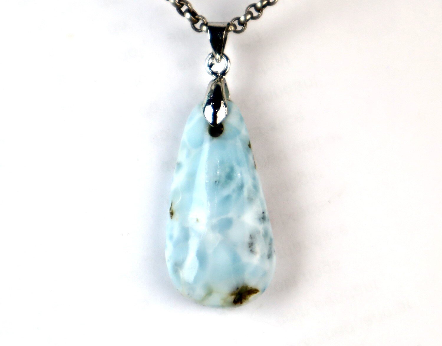 Charming Design Natural Light Blue Larimar Pendant 41mm – photo 3